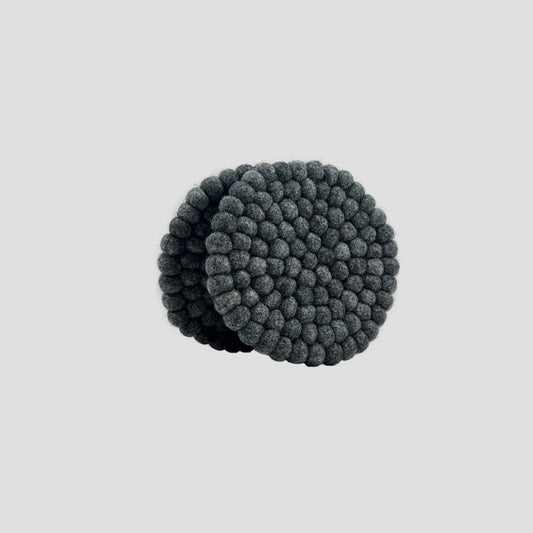 Charcoal Felt Ball Round Trivet