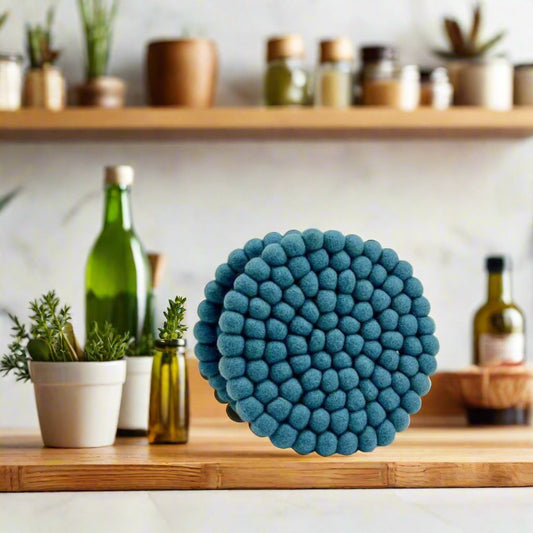 00% Handmade Felt Ball Trivet- Protect Your Table and Countertops with Style