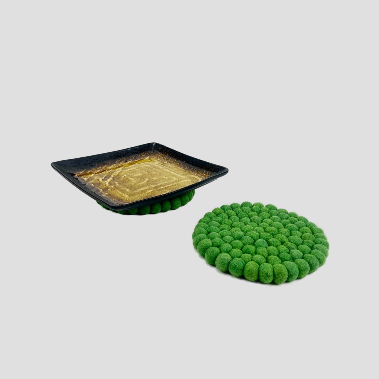 Green Round Felt Trivet