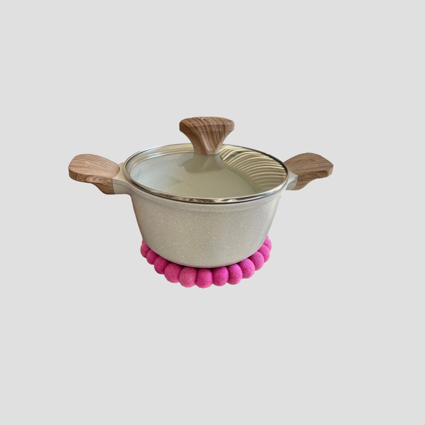 Pink Round Felt Ball Trivet