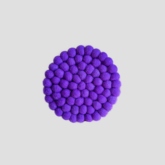 Purple Felt Ball Round Trivet