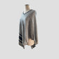 Black Stripe Light Gray V-Neck Cashmere Poncho