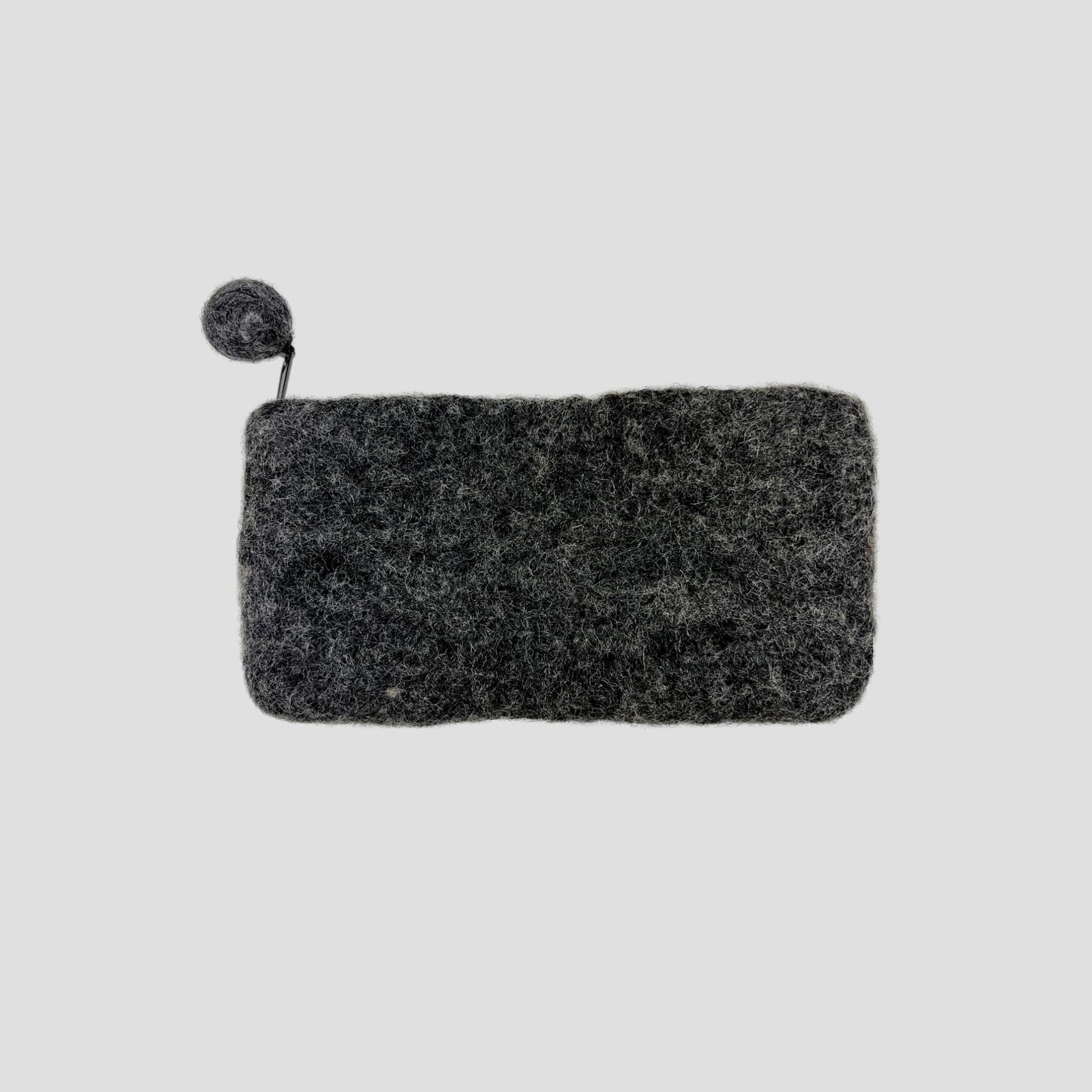 Charcoal Gray Felt Dotted Coin Purse, Mobile Purse