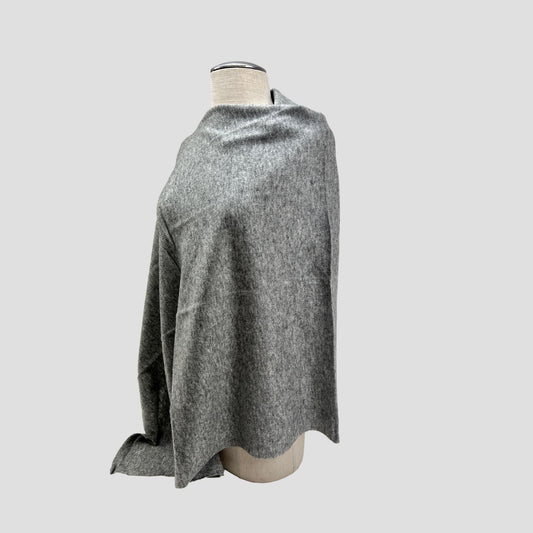 Gray Cashmere Poncho Shoulder-Neck