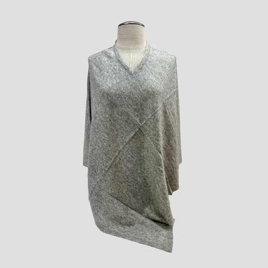 Light Gray Cashmere Poncho V-Neck