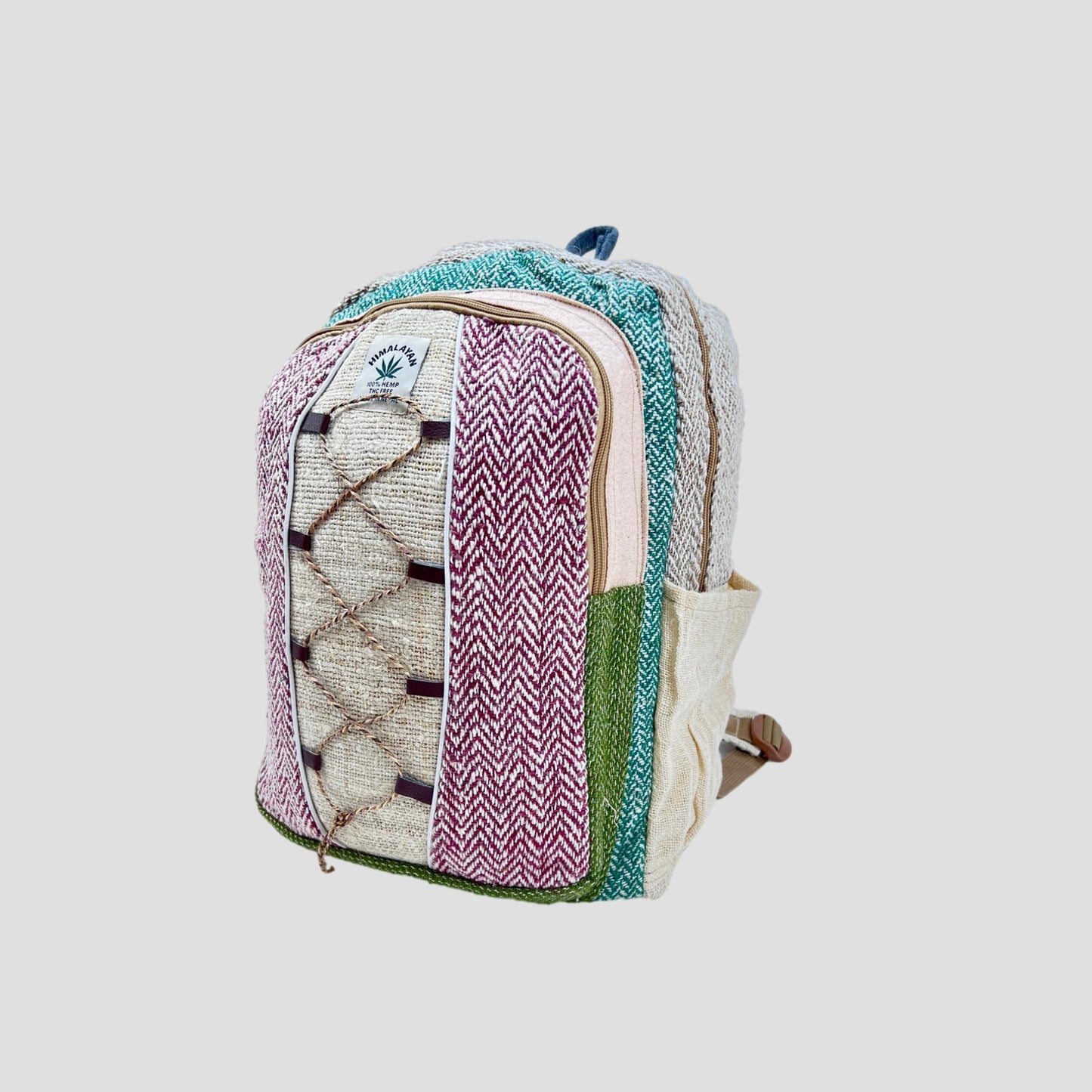 Green Rounded, Rope Cross Hemp & Cotton Backpack