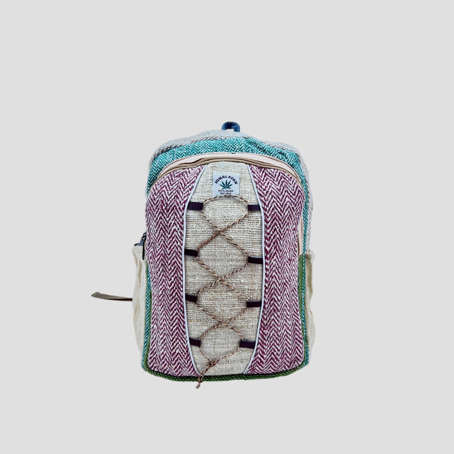 Green Rounded, Rope Cross Hemp & Cotton Backpack