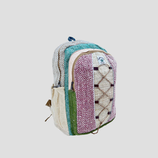 Green Rounded, Rope Cross Hemp & Cotton Backpack