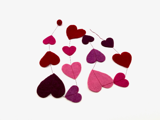 Handmade felt Heart Garland 60 Inches