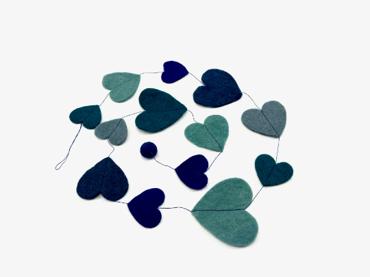 Handmade felt Heart Garland 60 Inches