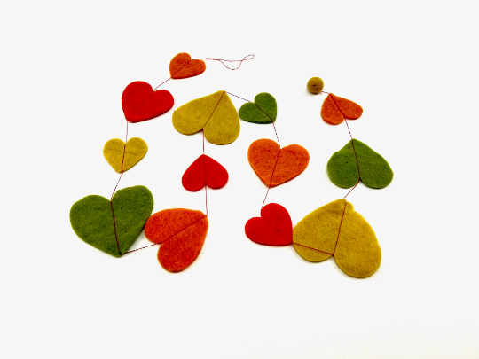 Handmade felt Heart Garland 60 Inches