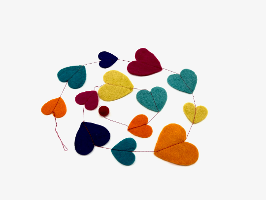 Handmade felt Heart Garland 60 Inches