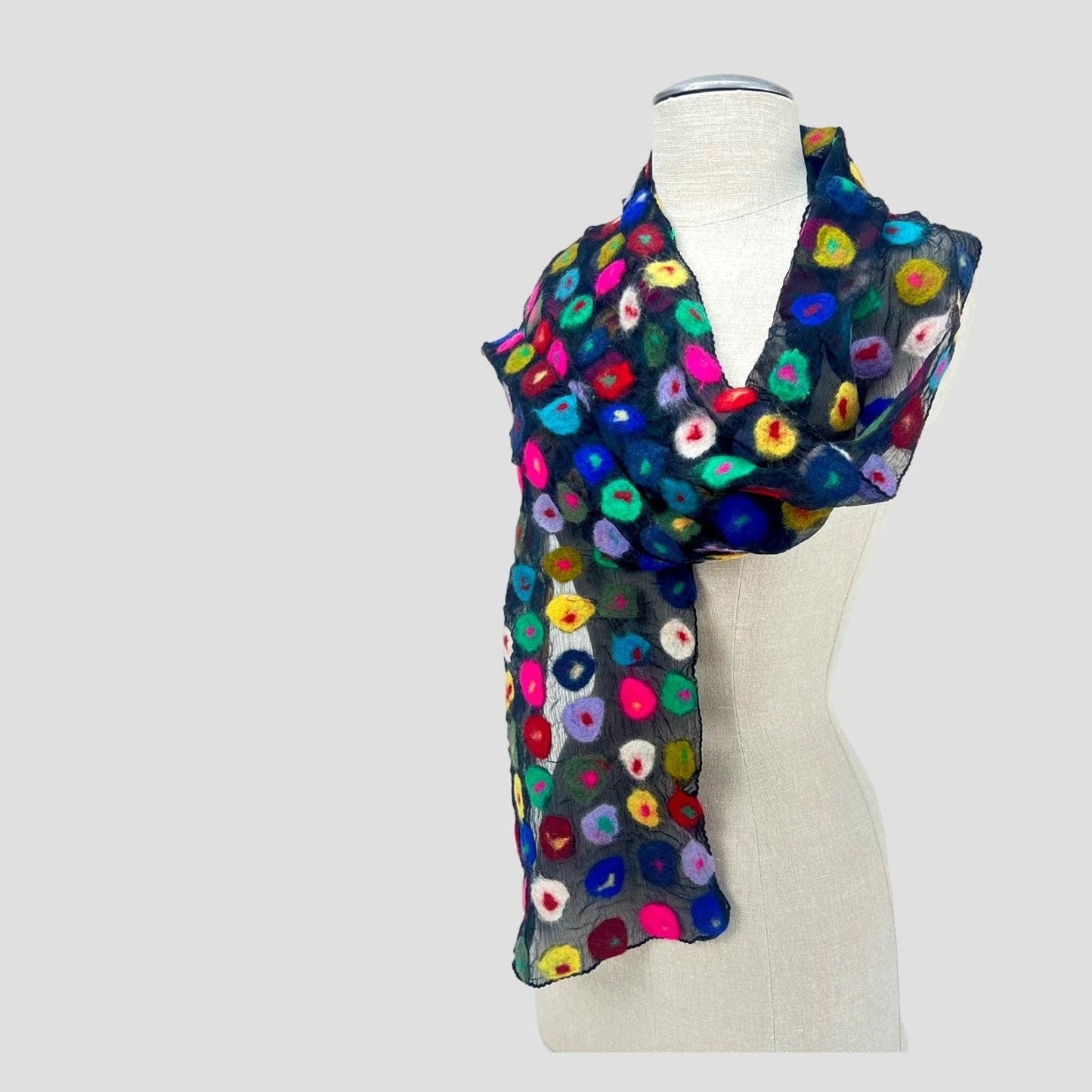 Multi Polka Dotted Merino Wool Felt Scarf