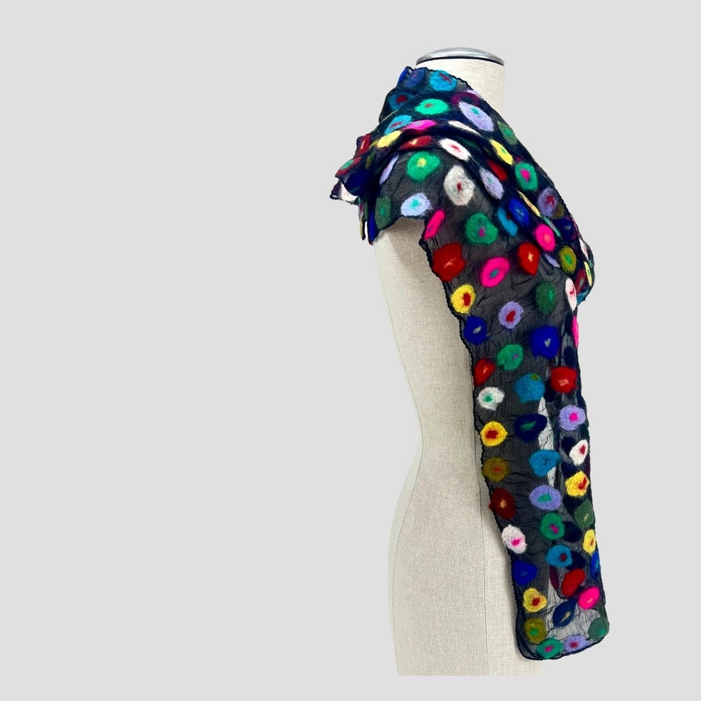 Multi Polka Dotted Merino Wool Felt Scarf