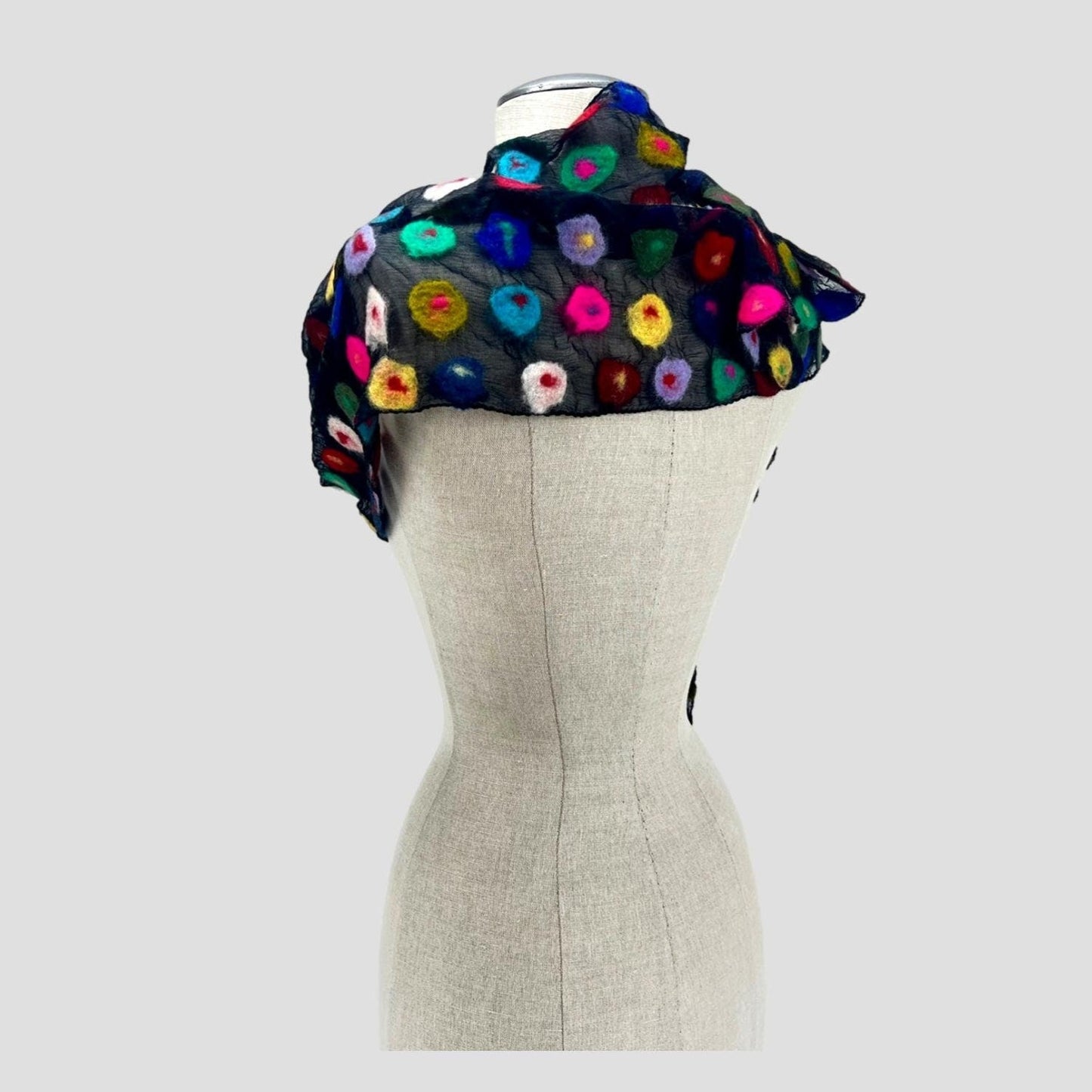 Multi Polka Dotted Merino Wool Felt Scarf