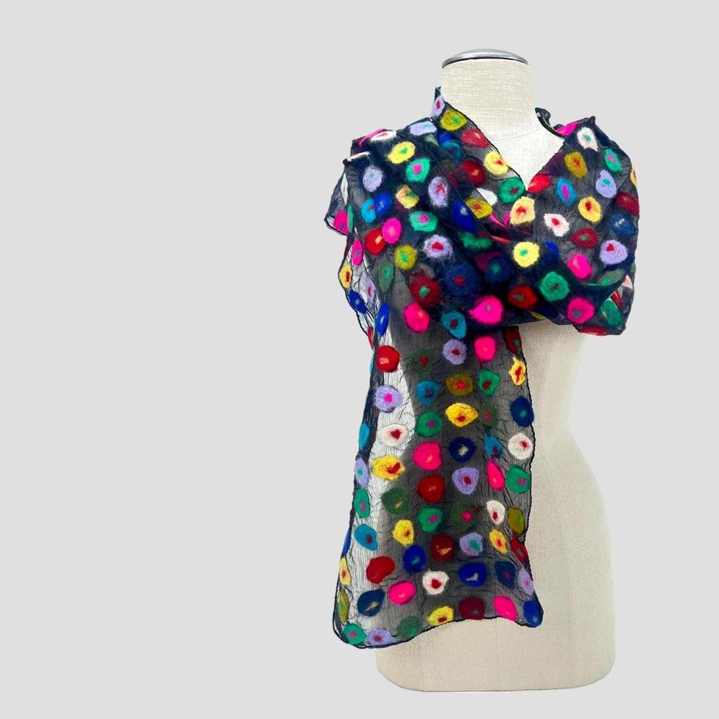 Multi Polka Dotted Merino Wool Felt Scarf