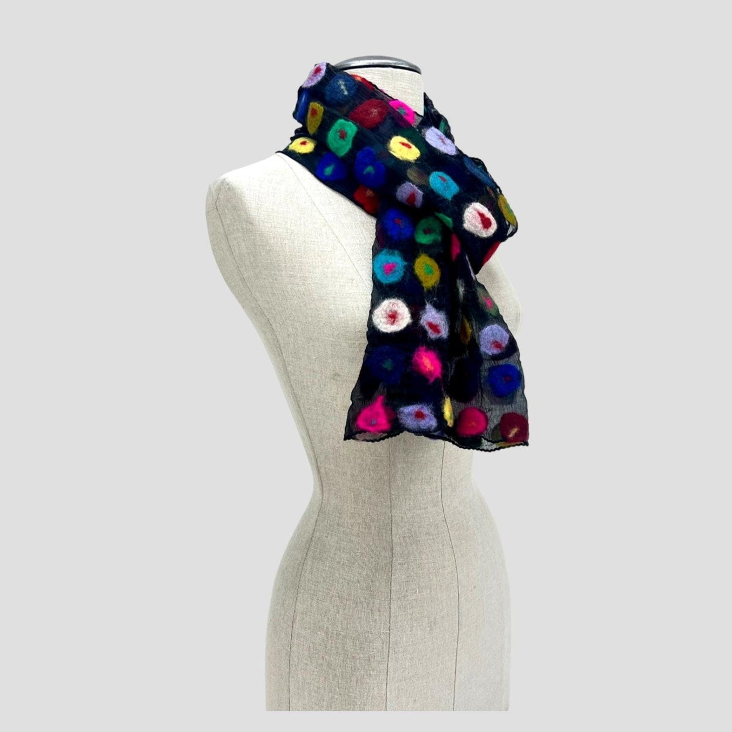 Multi Polka Dotted Merino Wool Felt Scarf