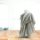 White and Light Brown Stripe  Cashmere Shawl